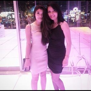 Bebe Geometric Bead Midi Dress